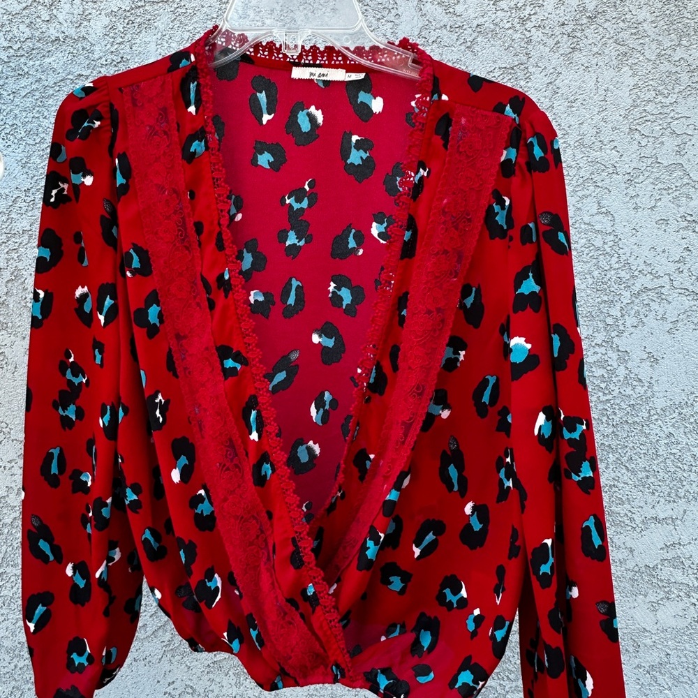 Red Leopard Print Women's Top